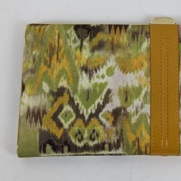 476. EUC Lodis Retro Inspired Green Yellow and Brown Vegan Leather Wallet/Clutch - Picture 4 of 7